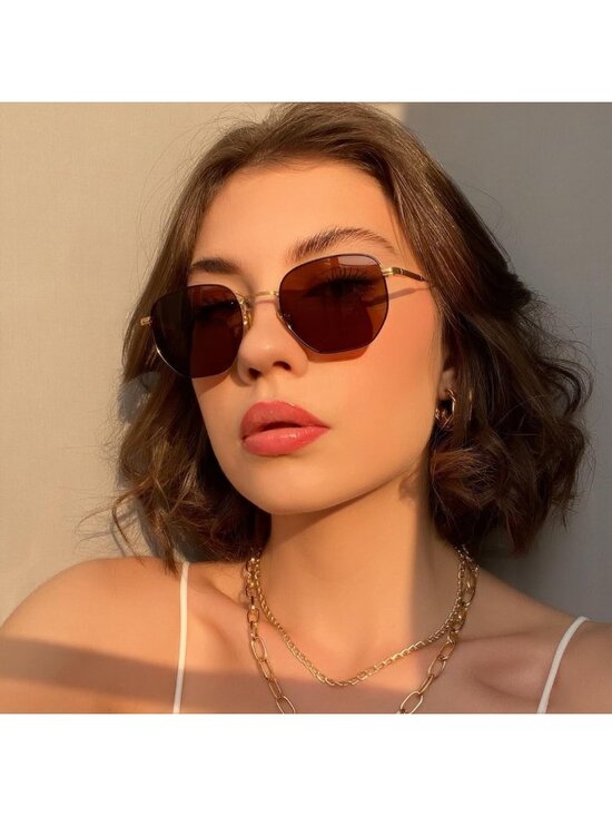 Trendy Hexagon Polarized Sunglasses for Men & Women - Vintage Metal Frame, UV main image 4